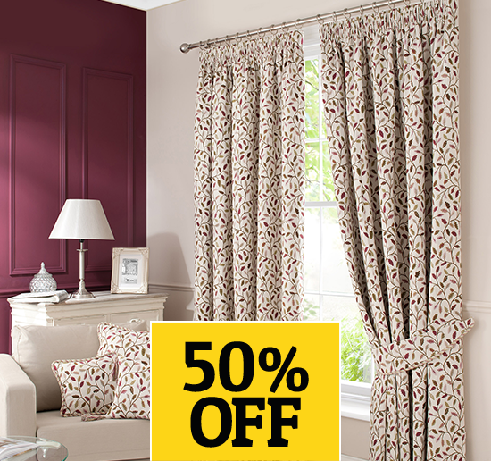 Heritage Glava Damson Pencil Pleat Curtains